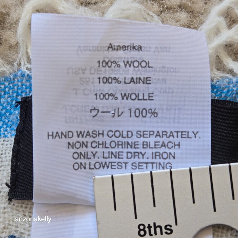 J. Crew Wool Scarf Lightweight White with Blue Stripes - Picture 10 of 13